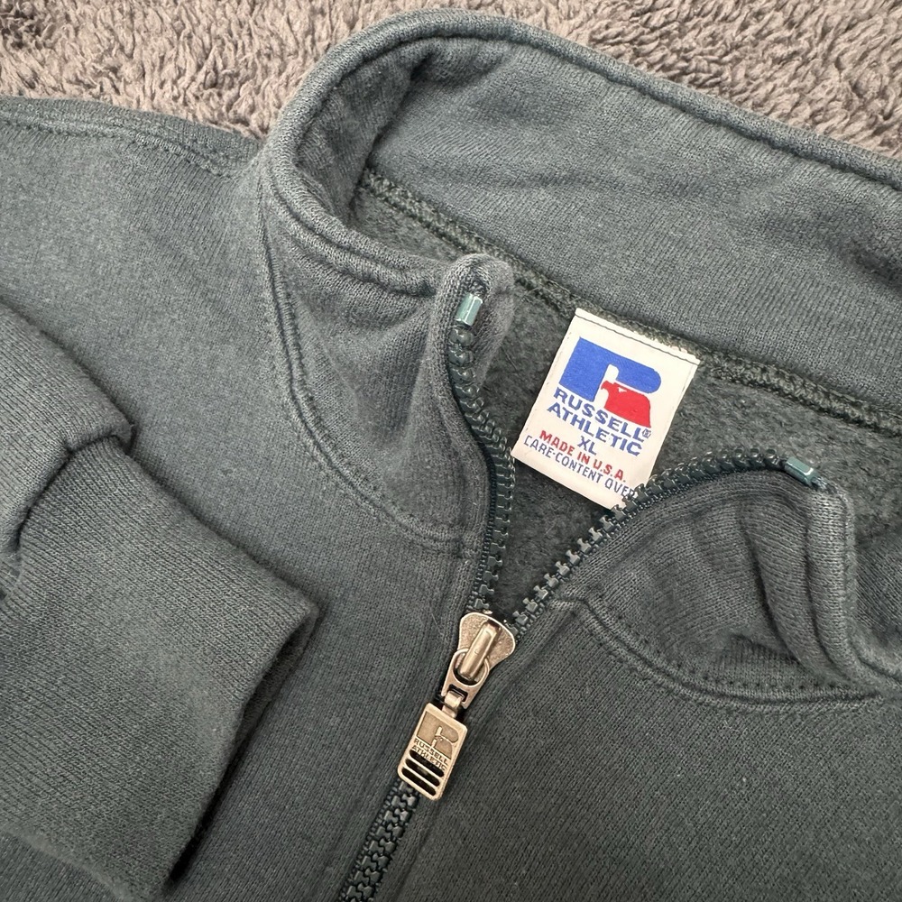 Vintage 90s Russell Athletic Green Men's 1/4 Zip Sweater Size XL Made In USA